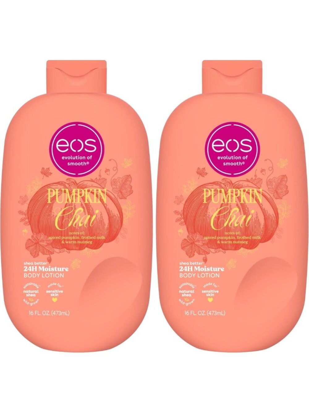 Pumpkin Chai Shea Body Lotion - 24H Moisture, Hydrating, 16 fl oz (Set of 2)